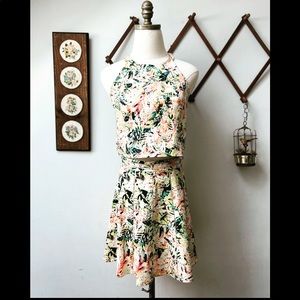 Parker NY Tropical Print Two Piece Skirt & Top Set